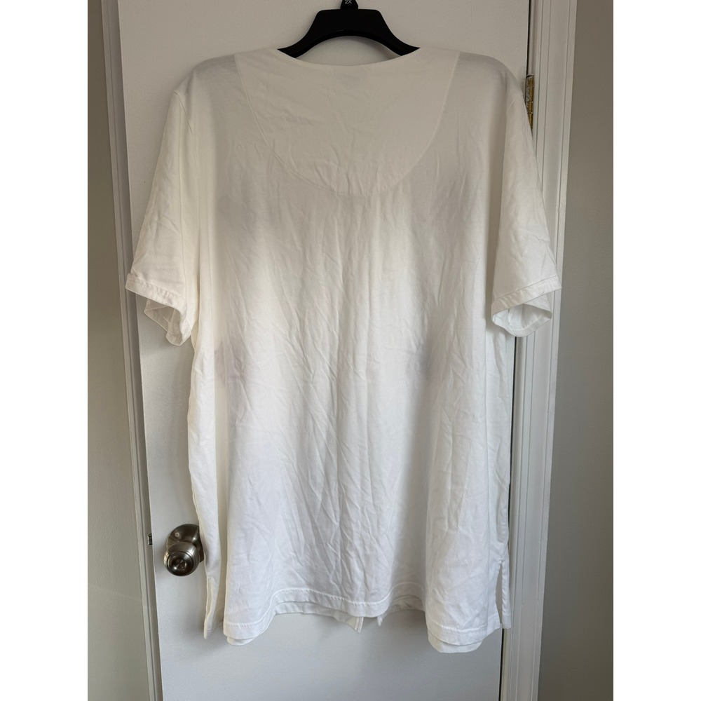 Liz & Me Womens 3X White Flip Flop Zip Front Tunic Top Short Sleeve Beach Summer - Picture 3 of 7